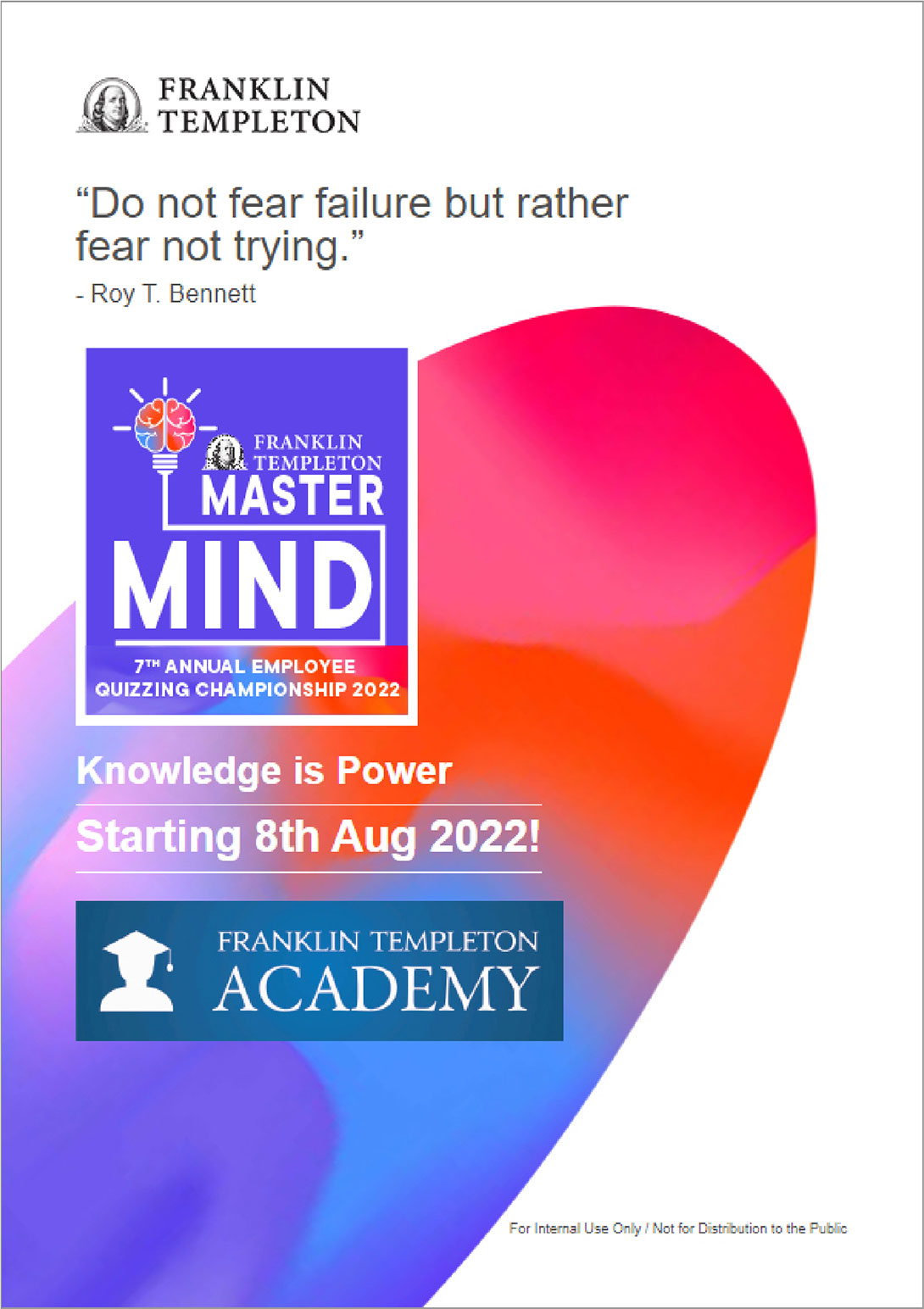 Franklin Templetan FT Mastermind quiz knowledge foreever emailer